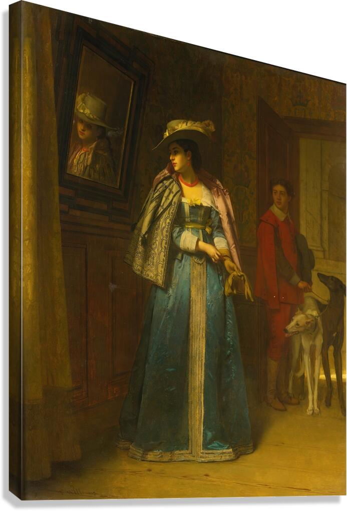 A Sideways Glance by Florent Willems [1823–1905] Canvas Print