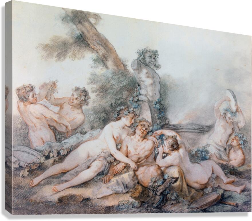 Nymphes et Satyres auprès d’un terme de Bacchus [18th century] by Jacques–Philippe Caresme [1734–1796] Canvas Print