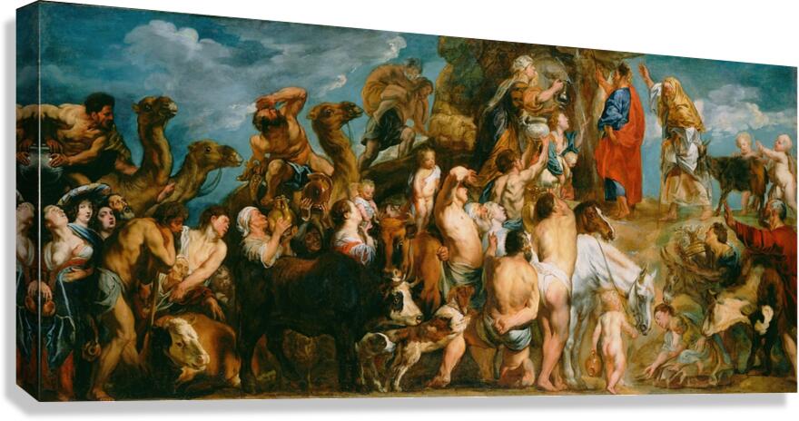Moses Striking Water from the Rock [1645–1650] by Jacob Jordaens [1593–1678] Canvas Print