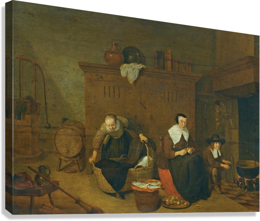 An Interior With a Woman Peeling Turnips by Quirijn Van Brekelenkam [1622–1669] Canvas Print
