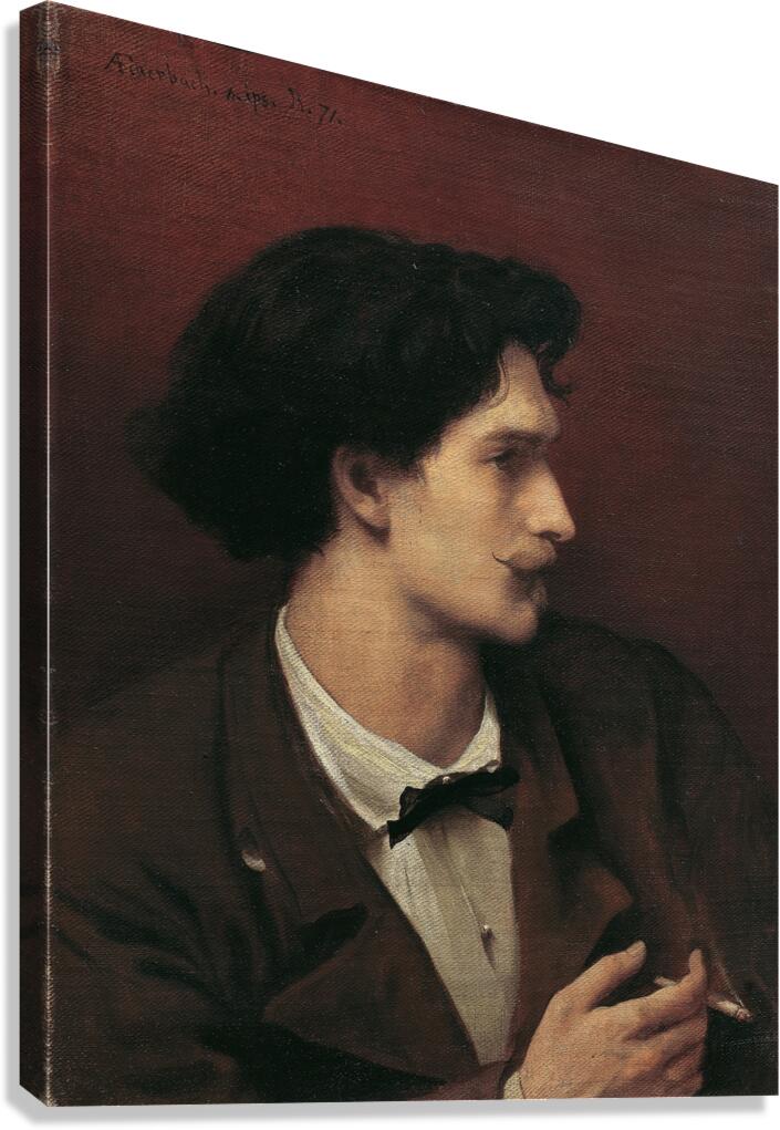 Self–portrait with cigarette [1871] by Anselm Feuerbach [1829–1880] Canvas Print
