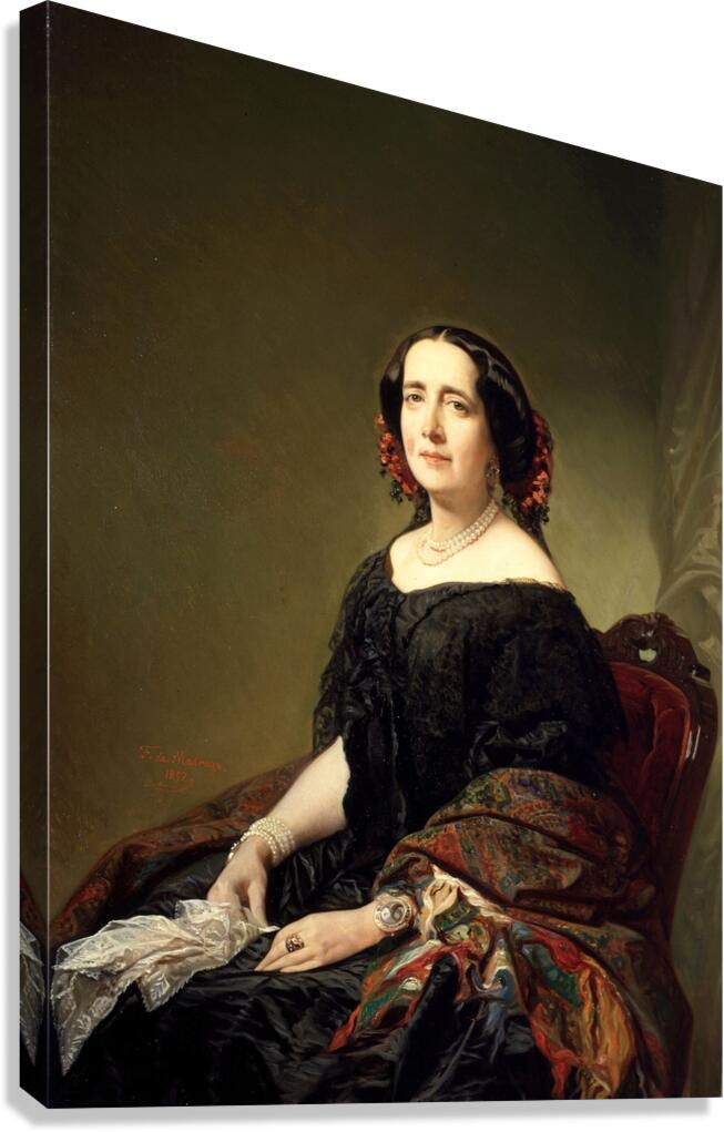 Gertrudis Goméz de Avellaneda [1857] by Federico de Madrazo y Kuntz [1815–1894] Canvas Print