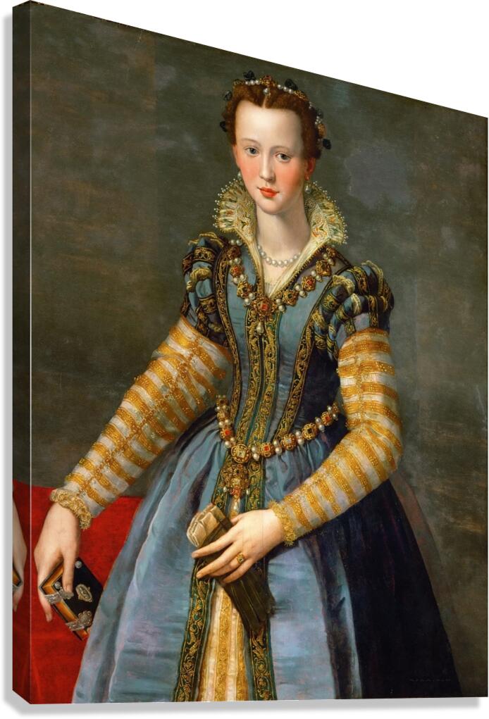 Portrait Of Maria De’ Medici [1540–1557] [Circa 1555] by Alessandro Allori [1535–1607] Canvas Print