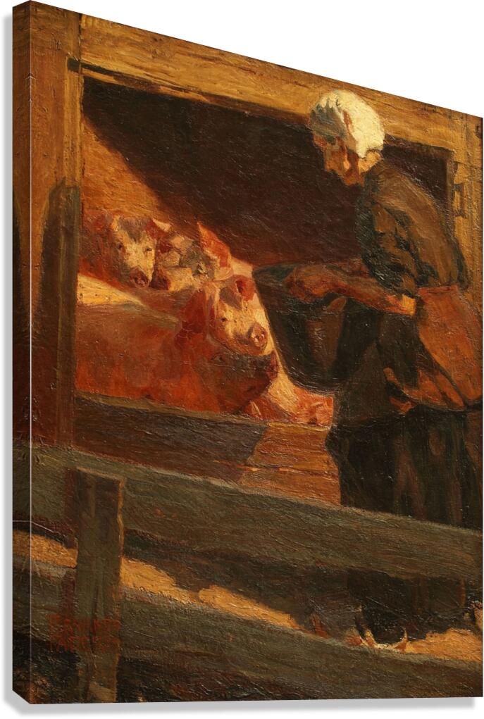 La comida de los cerdos [1904] by Fernando Fader [1882–1935] Canvas Print