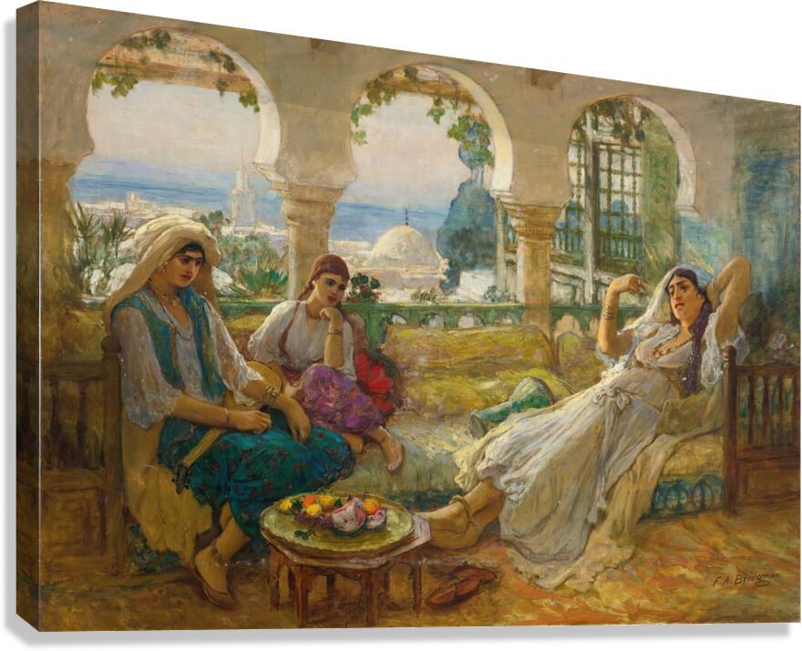 On The Terrace by Frederick Arthur Bridgman [1847–1928] Canvas Print