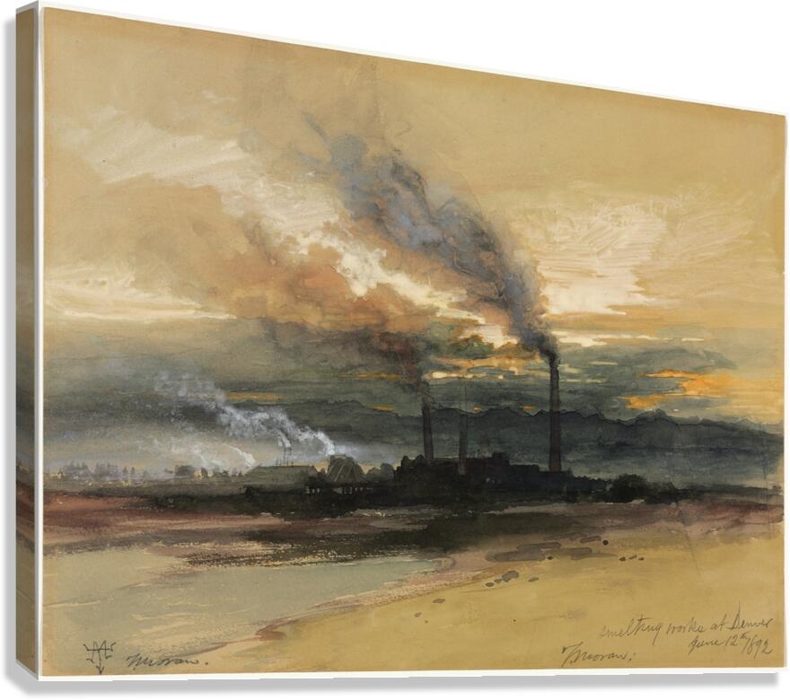 Smelting Works at Denver [1892] by Thomas Moran [1837–1926] Canvas Print