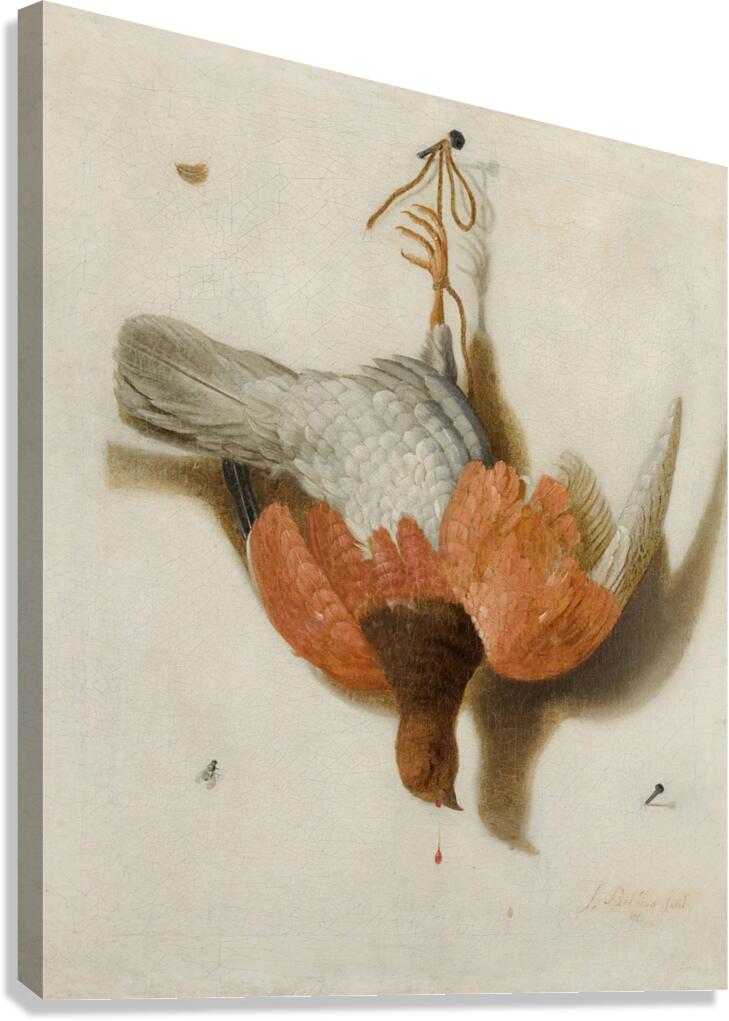A Trompe L’œil With A Willow Ptarmigan Hanging From A Nail [1665] by Jacobus Biltius [1633–1681] Canvas Print