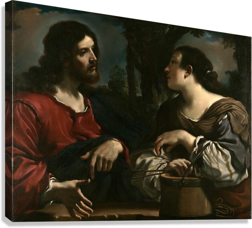 Christ And The Woman Of Samaria [1619–1620] by Guercino [1591–1666] Canvas Print