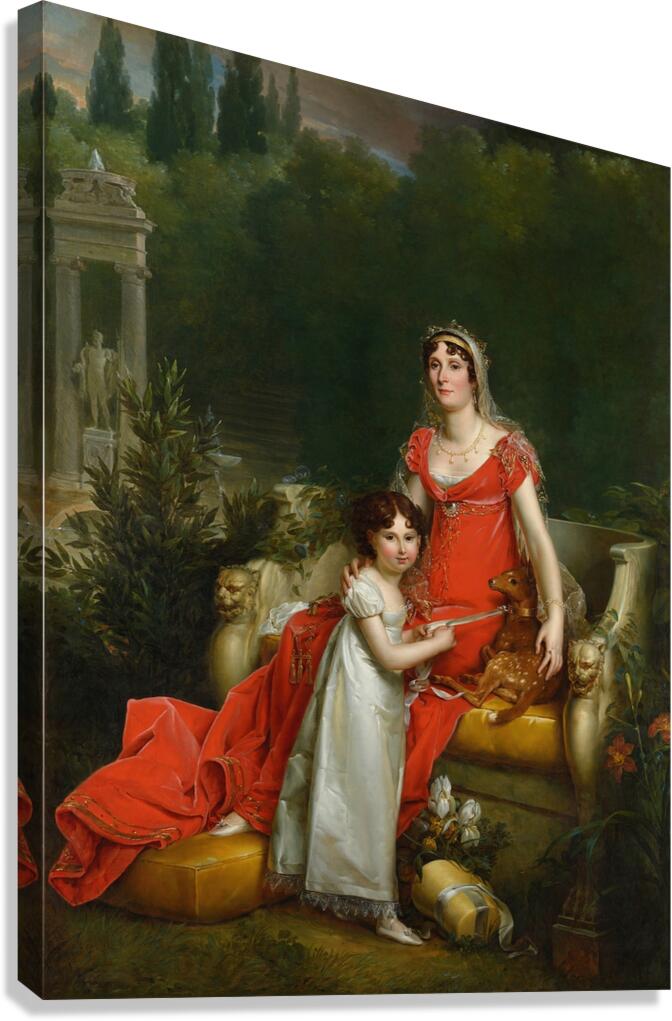 Elisa Bonaparte with her daughter Napoleona Baciocchi [1810] by François Gérard [1770–1837] Canvas Print