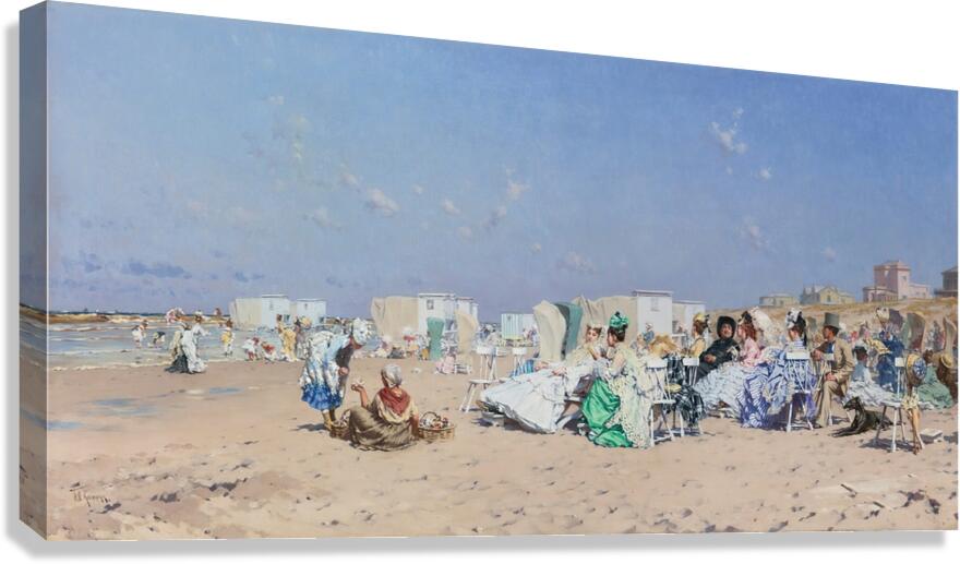 Beach At Scheveningen. Holland by Frederik Hendrik Kaemmerer [1839–1902] Canvas Print