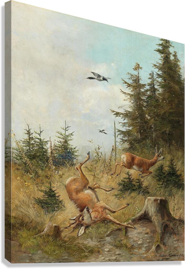 The Hunt [1890] by Moritz Müller [1841–1899] Canvas Print
