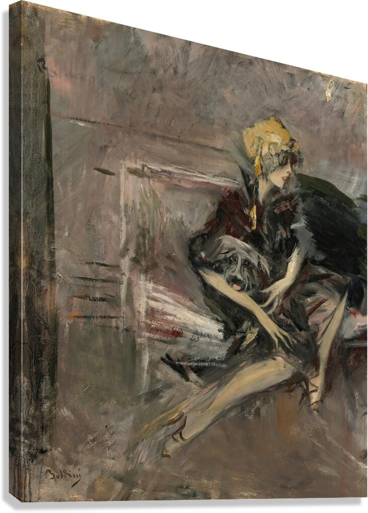 Lady In A Yellow Hat With Her Dog [The Marchesa Casati] [1931] by Giovanni Boldini [1842–1931] Canvas Print