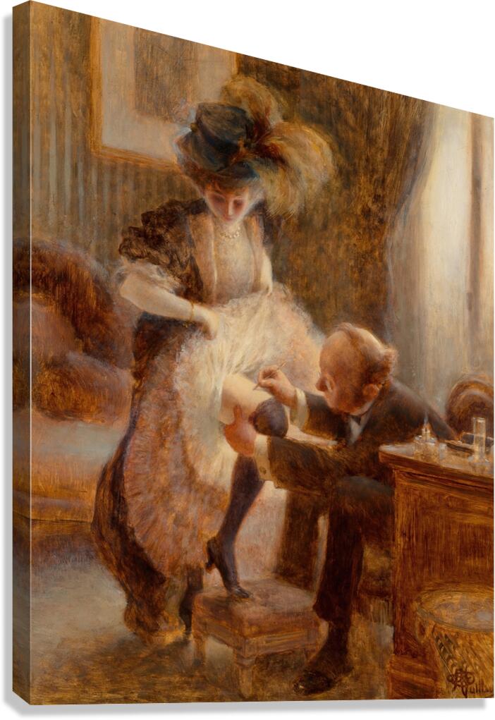 Lifting her petticoat by Albert Guillaume [1873–1942] Canvas Print