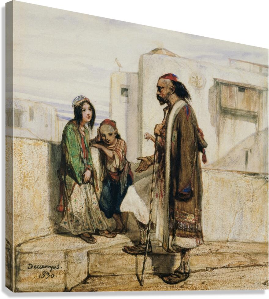 On the Roof of an Oriental House [1830] by Alexandre–Gabriel Decamps [1803–1860] Canvas Print