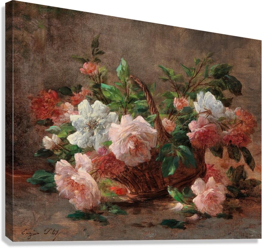 A Basket with Roses by Eugene Petit [1839–1886] Canvas Print