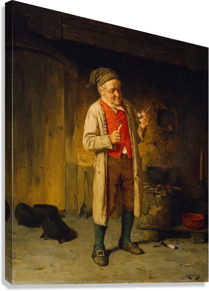 The New Pipe by August Jernberg [1826–1896] Canvas Print