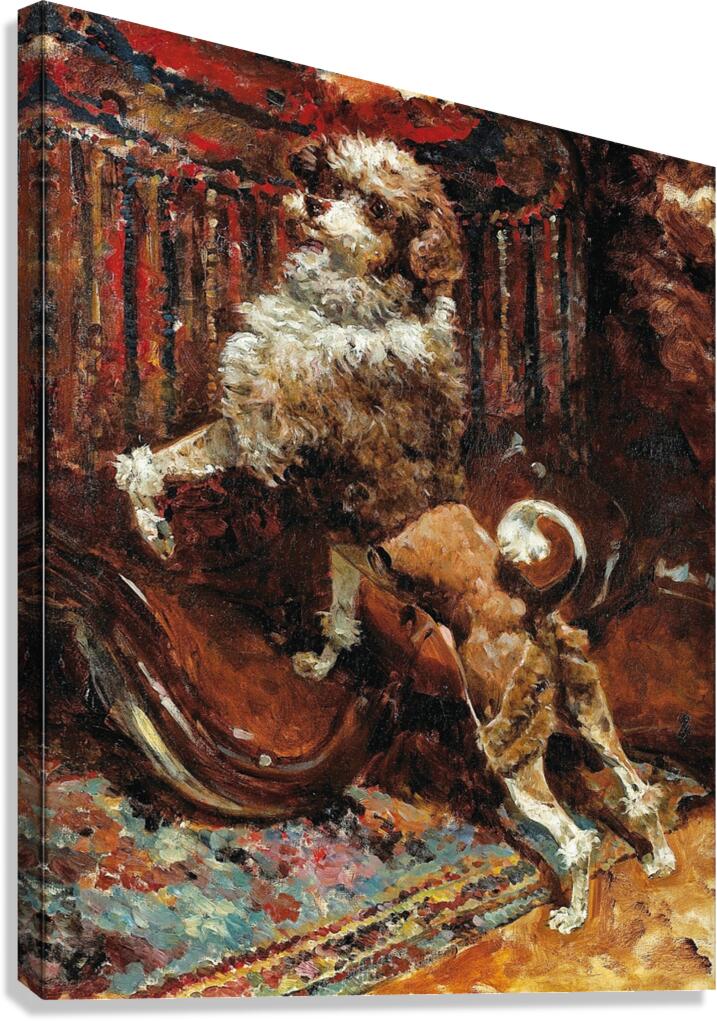 The Poodle Of The artist ‘s Mother Clipped Like A Lion by René Princeteau [1843–1914] Canvas Print