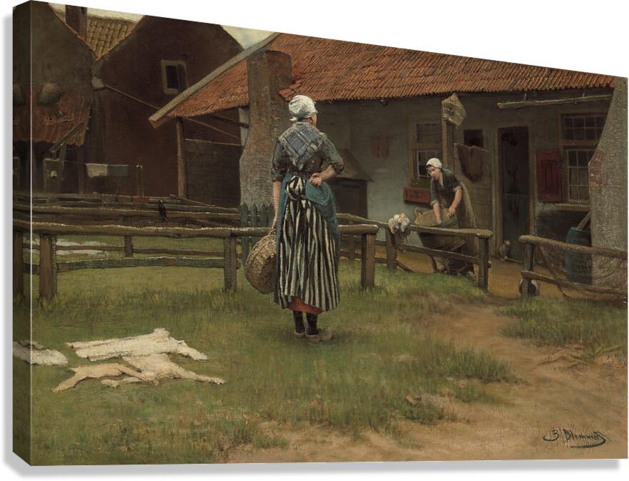 Washing day by Bernardus Johannes Blommers [1845–1915] Canvas Print