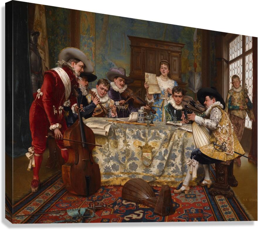 The Practice Recital by Adolphe–Alexandre Lesrel [1839–1929] Canvas Print