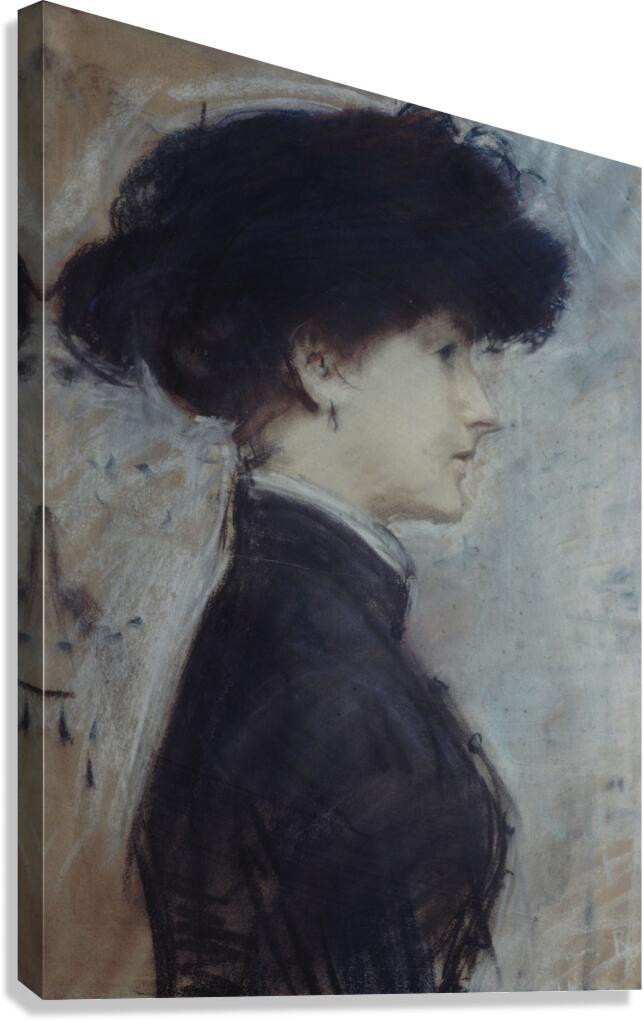 Portrait de femme de profil by Paul César Helleu [1859–1927] Canvas Print