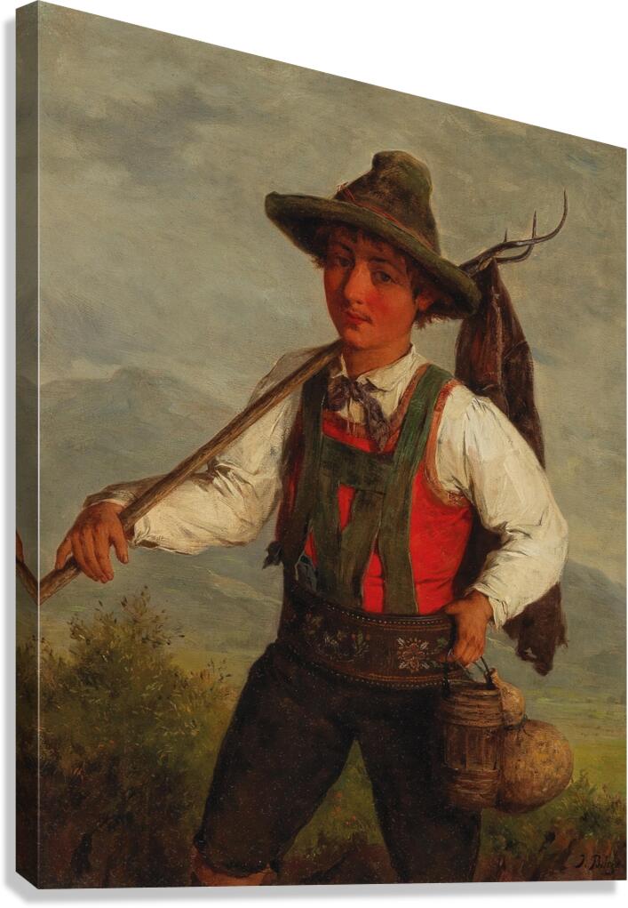 A Peasant On The Way To The Field by Josef Büche [1848–1917] Canvas Print