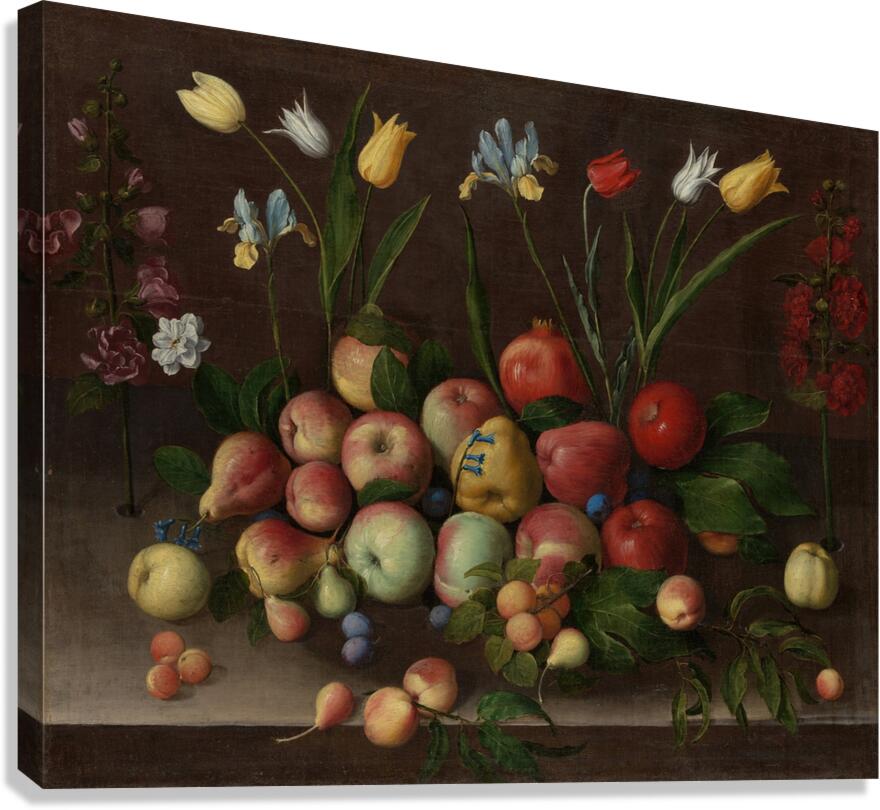 Fruit and Flowers [ca. 1630] by Orsola Maddalena Caccia [1596–1676] Canvas Print