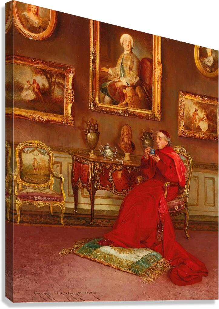 Taking Tea by Georges Croegaert [1848–1923] Canvas Print