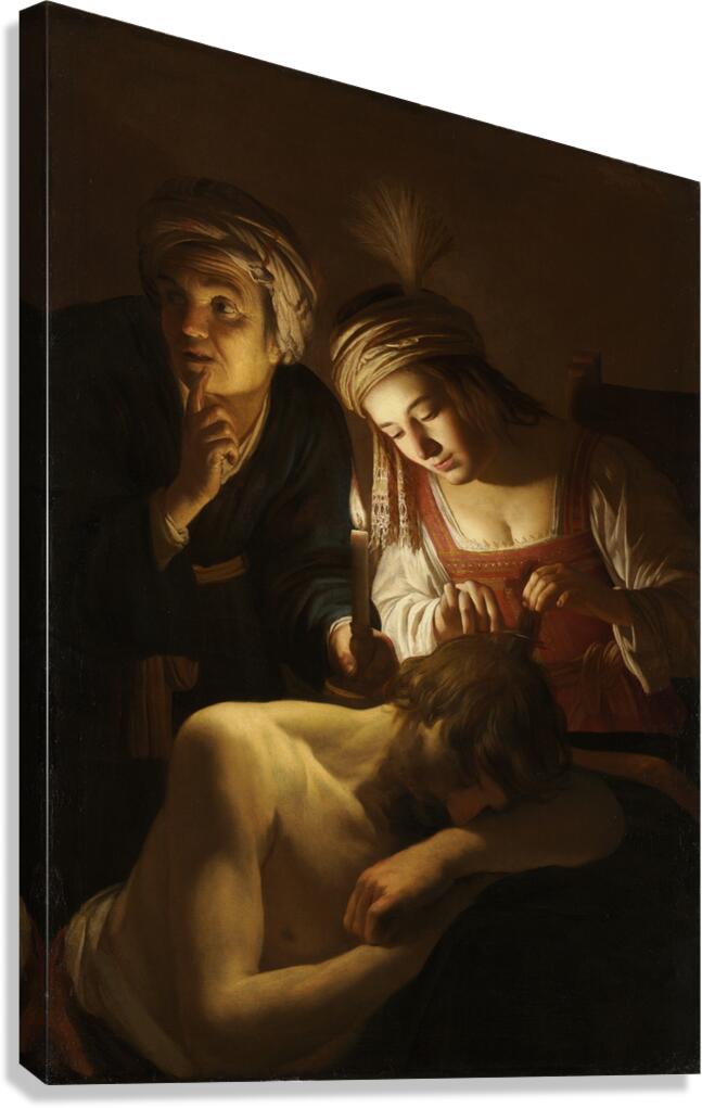 Samson and Delilah [c. 1616] by Gerard van Honthorst [1592–1656] Canvas Print