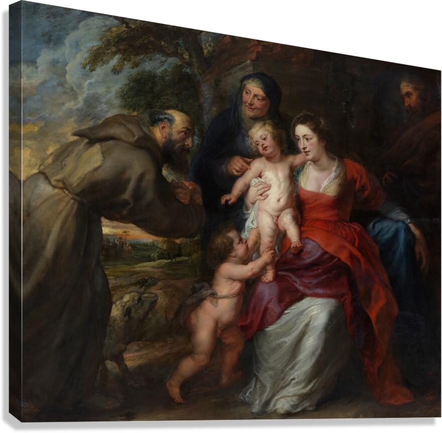 The Holy Family with Saints Francis and Anne and the Infant Saint John the Baptist [early or mid–1630s] by Peter Paul Rubens [1577–1640] Canvas Print