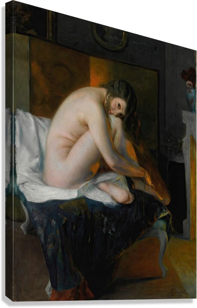 Before The Fire [1912] by Julius Leblanc Stewart [1855–1919] Canvas Print