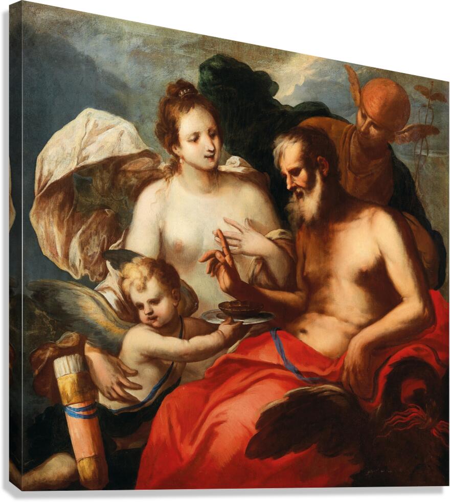 Venus and Cupid. Jupiter and Mercury [17th Century] by Venetian School [16th–20th Century] Canvas Print