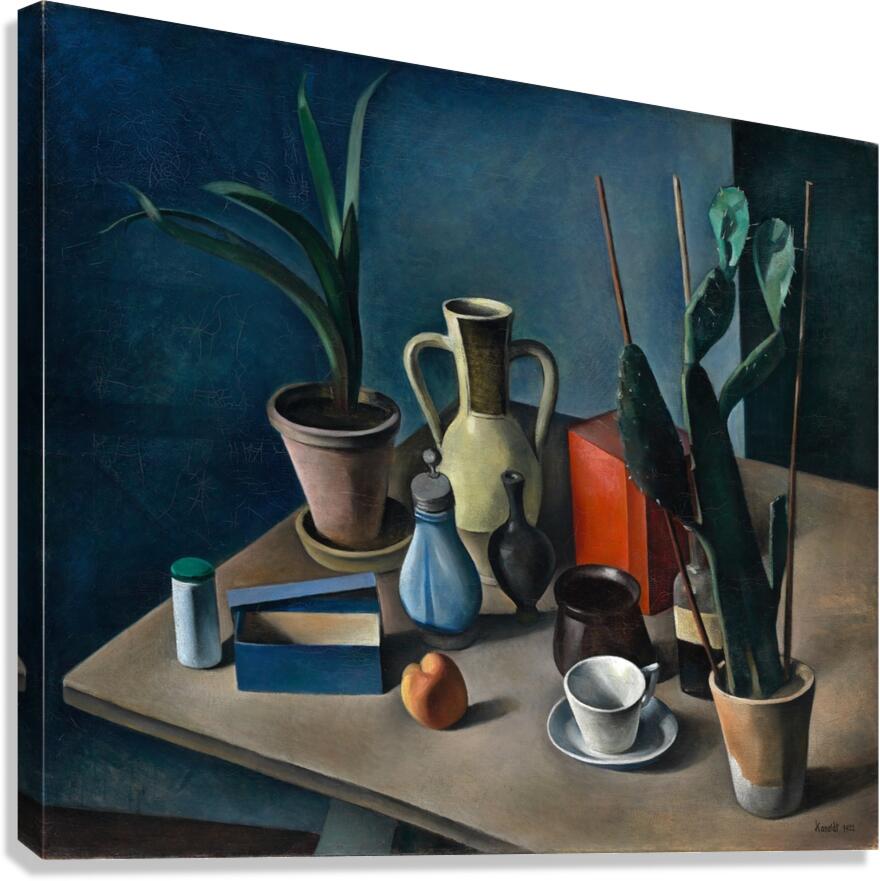Grosses Stilleben mit Krügen und roter Teedose [1922] by Alexander Kanoldt [1881–1939] Canvas Print