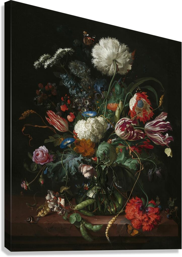 Vase of Flowers [c. 1660] by Jan Davidsz de Heem [1606–1684] Canvas Print