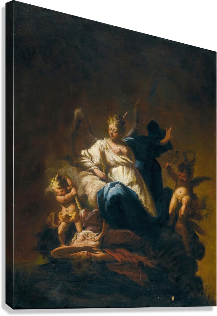 The victory of virtue over vice by Francesco Conti [1681–1760] Canvas Print