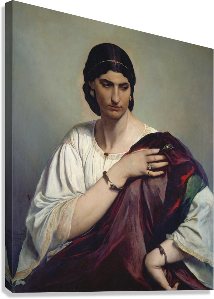 Lucrezia Borgia. Portrait of a Roman woman in white tunic and red robe [ca. 1862–1866] by Anselm Feuerbach [1829–1880] Canvas Print