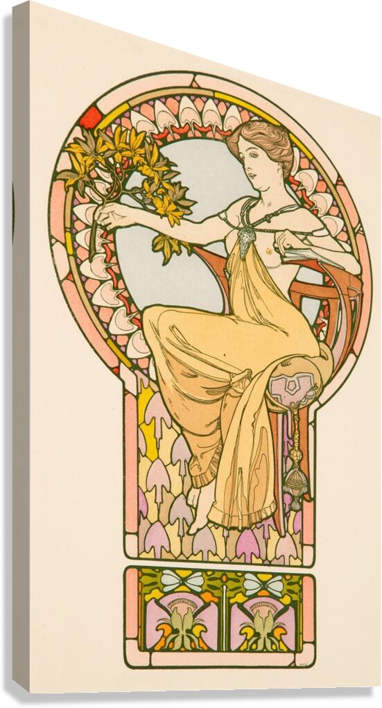 Seated Woman. Plate no. 48 from Documents Décoratifs [1901] by Alphonse Mucha [1860–1939] Canvas Print