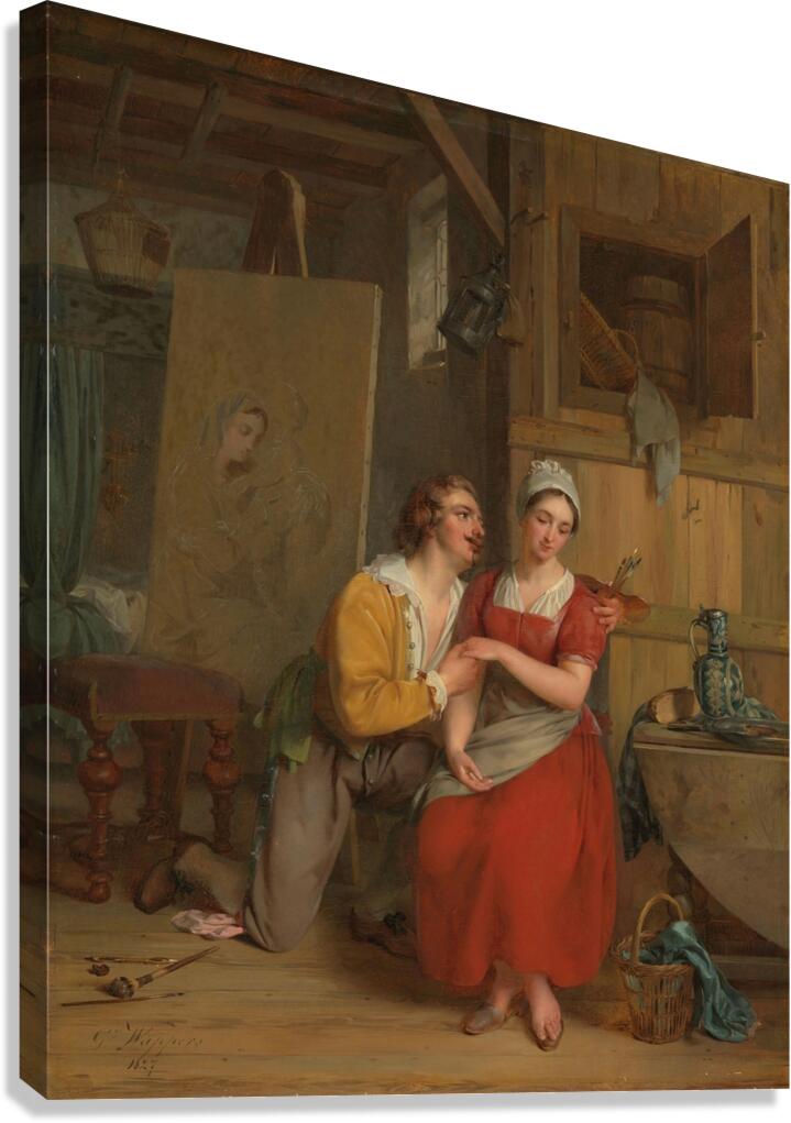 Anthony van Dyck wooing his Model [1827] by Gustaf Wappers [1803–1874] Canvas Print