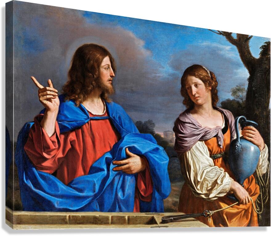 Jesús Y La Samaritana En El Pozo [C. 1640] by Guercino [1591–1666] Canvas Print