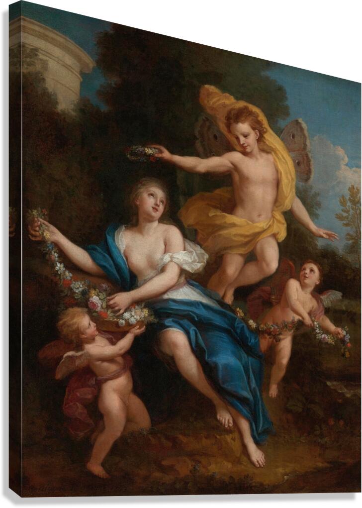 Zephyr Crowning Flora [1702] by Louis de Boullogne the Younger [1654–1733] Canvas Print