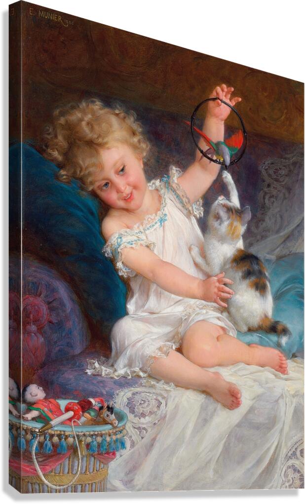 Playtime [1886] by Émile Munier [1840–1895] Canvas Print