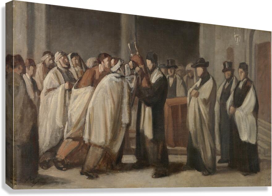 Sabbath Service by Edouard Moyse [1827–1908] Canvas Print