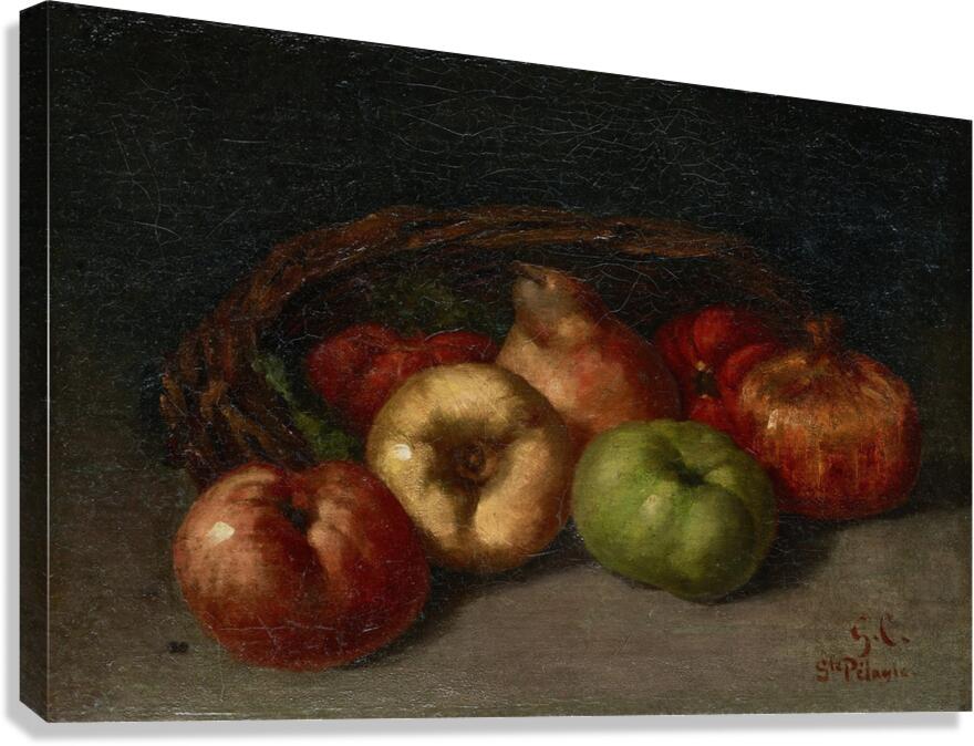Still Life with Apples. Pear. And Pomegranates [1871] by Gustave Courbet [1819–1877] Canvas Print