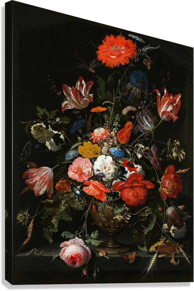 Flowers in a Metal Vase [c. 1670] by Abraham Mignon [1640–1679] Canvas Print