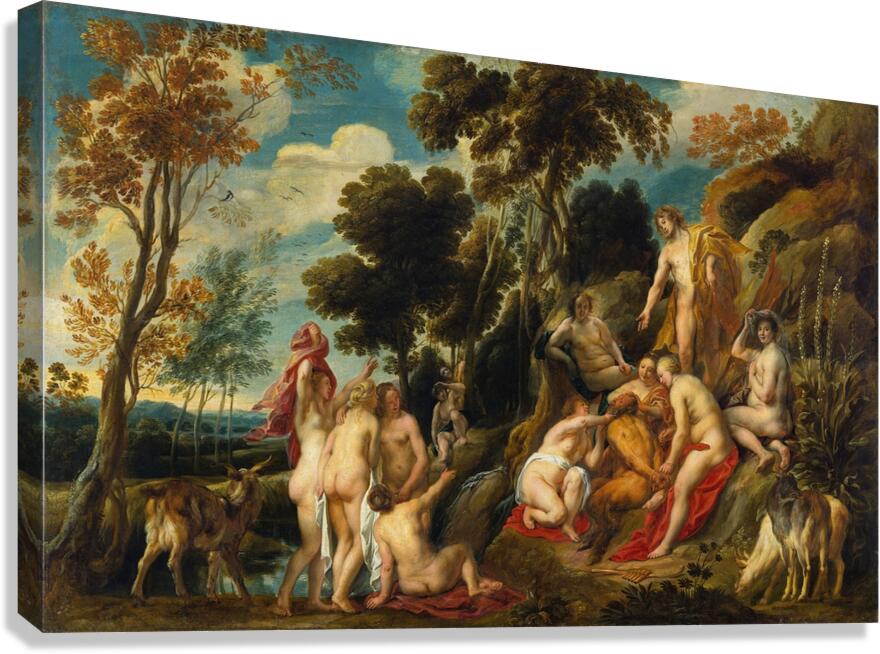 Nymphs Cutting Off Pan’s Beard [C. 1640] by Jacob Jordaens [1593–1678] Canvas Print