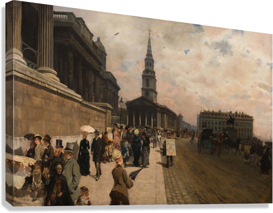 La National Gallery et l’église Saint Martin [Londres] [1878] by Giuseppe De Nittis [1846–1884] Canvas Print