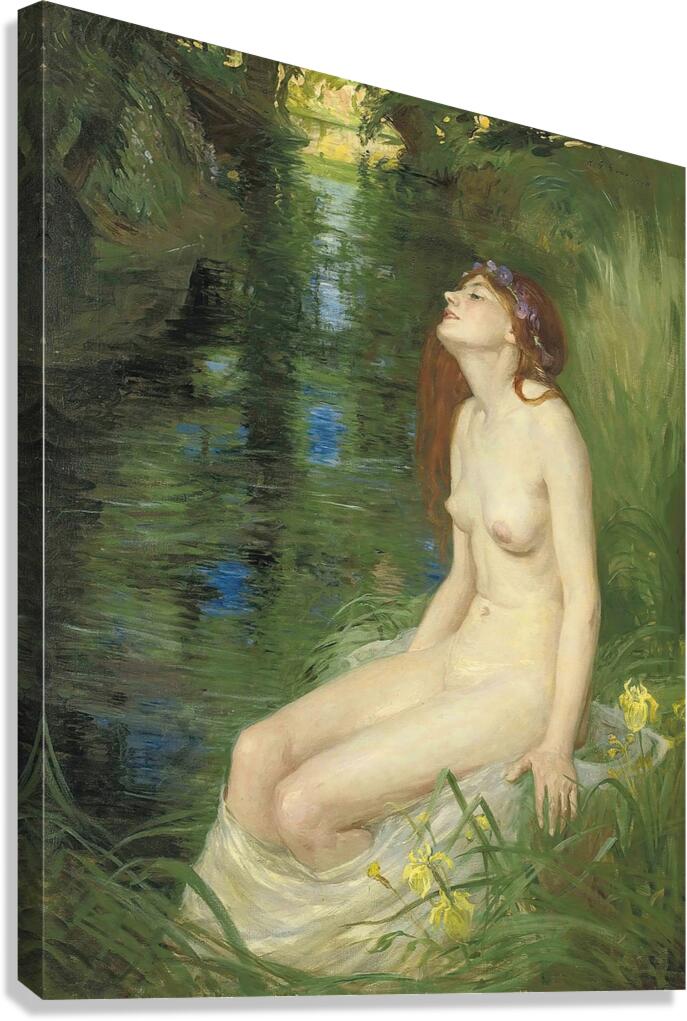 A nymph beside a pool [1910] by Reginald Granville Eves [1876–1941] Canvas Print