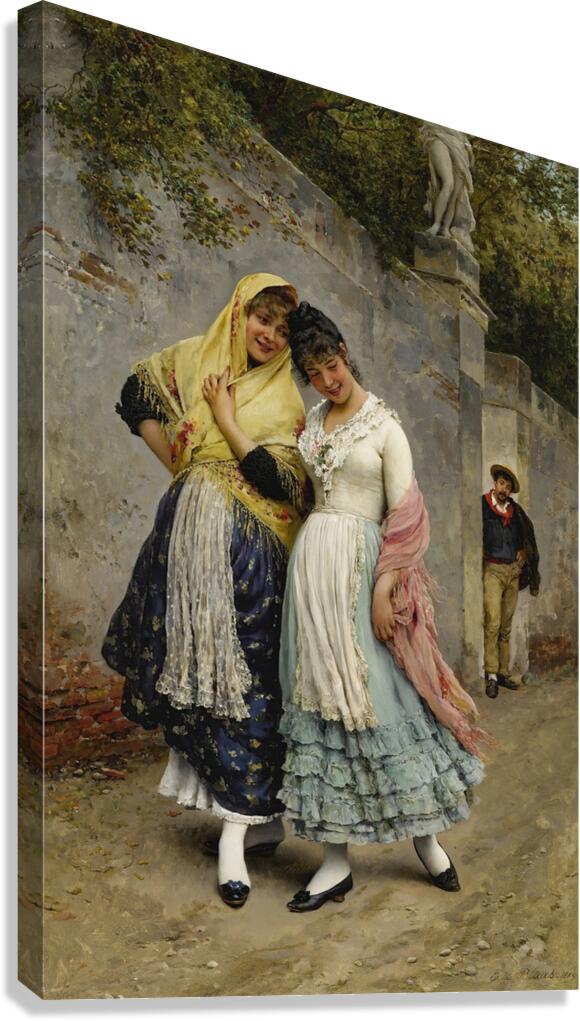 The Flirtation [1889] by Eugen von Blaas [1843–1931] Canvas Print