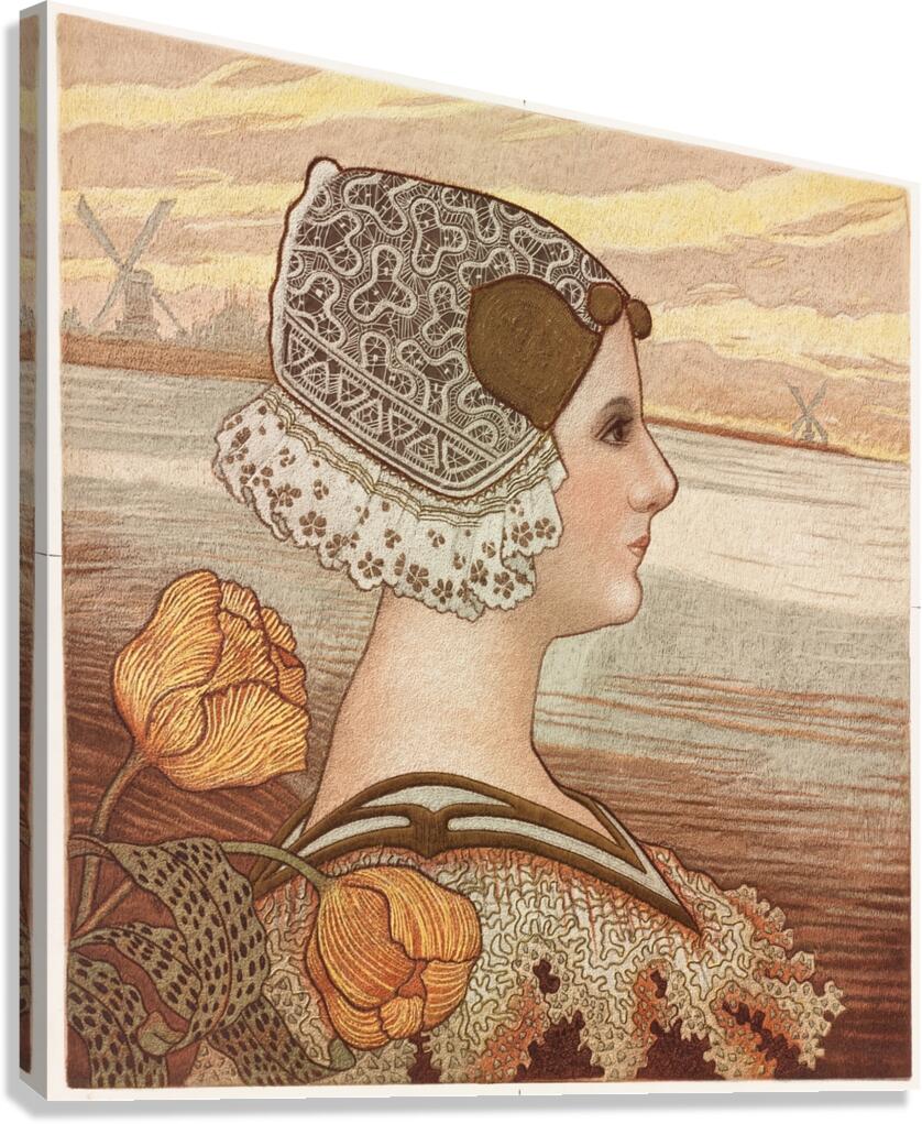 Dutch Lady with Tulips by Paul Berthon [1872–1909] Canvas Print