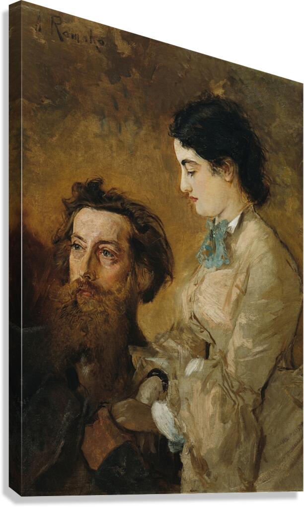 Der Bildhauer Reinhold Begas mit seiner Frau Margarethe [1869–1870] by Anton Romako [1832–1889] Canvas Print