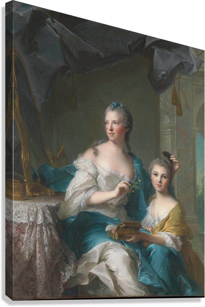 Madame Marsollier and Her Daughter [1749] by Jean–Marc Nattier [1685–1766] Canvas Print